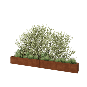 Jardinera XXL de acero corten - Rectángulo - 400 x 30 x 40 cm - Con placa inferior