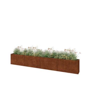 Jardinera XXL de acero corten - Rectángulo - 400 x 30 x 60 cm - Con placa inferior