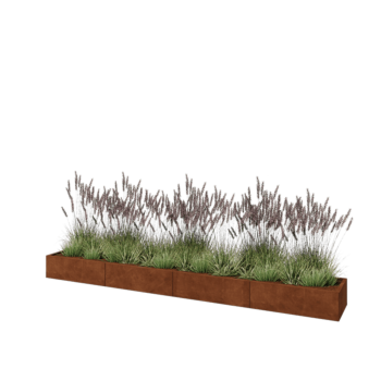 Jardinera XXL de acero corten - Rectángulo - 400 x 50 x 30 cm - Sin placa inferior