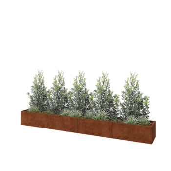 Jardinera XXL de acero corten - Rectángulo - 400 x 50 x 40 cm - Sin placa inferior