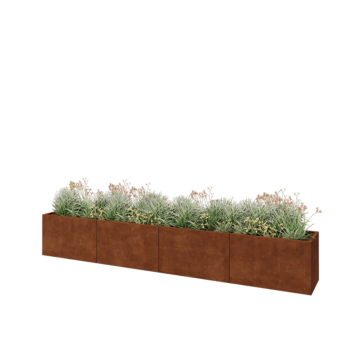 Jardinera XXL de acero corten - Rectángulo - 400 x 50 x 60 cm - Con placa inferior