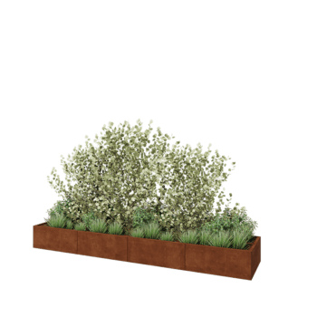 Jardinera XXL de acero corten - Rectángulo - 400 x 80 x 40 cm - Con placa inferior