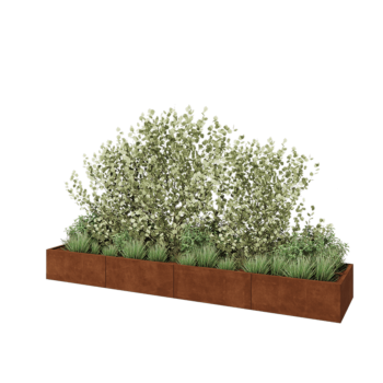 Jardinera XXL de acero corten - Rectángulo - 400 x 80 x 40 cm - Sin placa inferior
