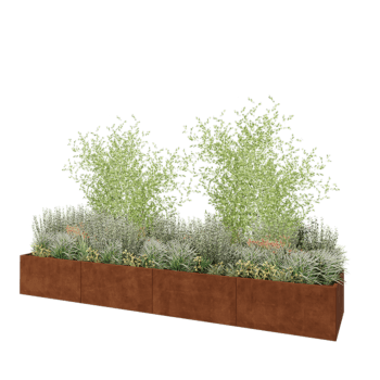 Jardinera XXL de acero corten - Rectángulo - 480 x 100 x 60 cm - Sin placa inferior