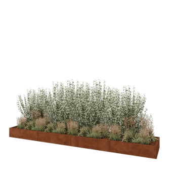 Jardinera XXL de acero corten - Rectángulo - 480 x 80 x 30 cm - Sin placa inferior