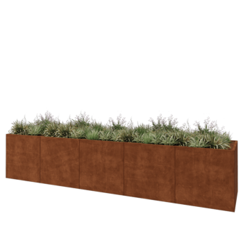 Jardinera XXL de acero corten - Rectángulo - 500 x 100 x 100 cm - Sin placa inferior