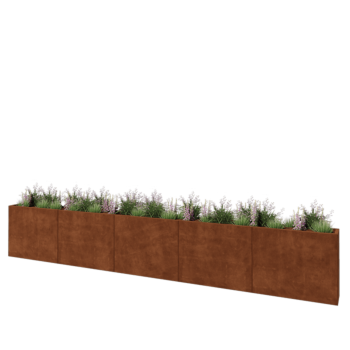 Jardinera XXL de acero corten - Rectángulo - 500 x 30 x 80 cm - Sin placa inferior