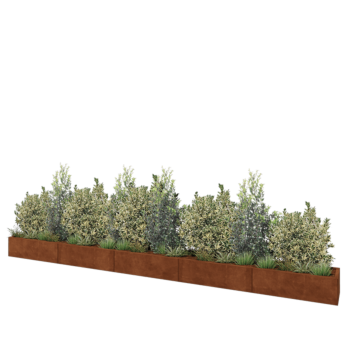 Jardinera XXL de acero corten - Rectángulo - 500 x 40 x 30 cm - Con placa inferior