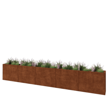 Jardinera XXL de acero corten - Rectángulo - 500 x 40 x 80 cm - Con placa inferior