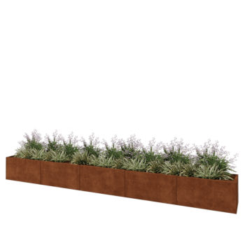 Jardinera XXL de acero corten - Rectángulo - 500 x 50 x 50 cm - Con placa inferior