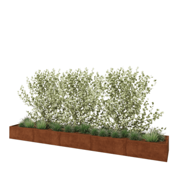 Jardinera XXL de acero corten - Rectángulo - 500 x 80 x 40 cm - Con placa inferior