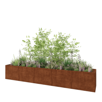 Jardinera XXL de acero corten - Rectángulo - 500 x 80 x 80 cm - Con placa inferior