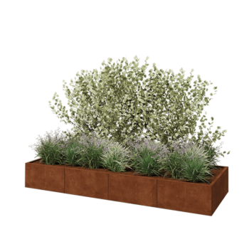 Jardinera XXL de acero corten - Rectángulo - 320 x 100 x 40 cm - Con placa inferior