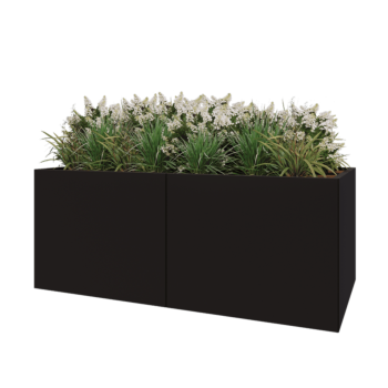 Jardinera XXL de acero - Rectángulo - 200 x 100 x 80 cm - RAL9005 mate (negro) - Sin placa inferior
