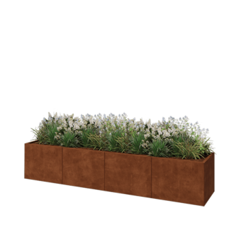 Jardinera XXL de acero corten - Rectángulo - 320 x 60 x 60 cm - Con placa inferior