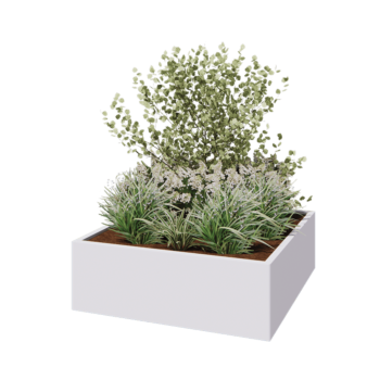 Jardinera de acero - Cuadrado - 120 x 120 x 40 cm - RAL9010 mate (blanco) - Sin placa inferior