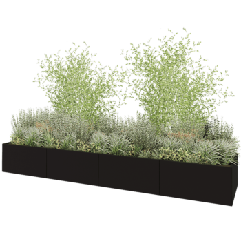 Jardinera XXL de acero - Rectángulo - 480 x 100 x 60 cm - RAL9005 mate (negro) - Sin placa inferior