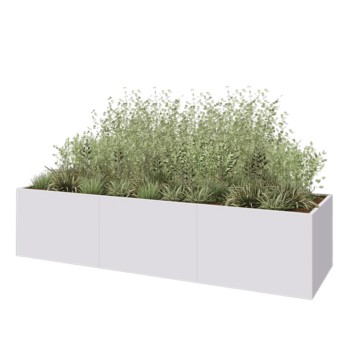 Jardinera XXL de acero - Rectángulo - 360 x 100 x 80 cm - RAL9010 mate (blanco) - Con placa inferior