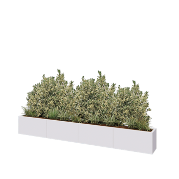 Jardinera XXL de acero - Rectángulo - 320 x 30 x 40 cm - RAL9010 mate (blanco) - Con placa inferior