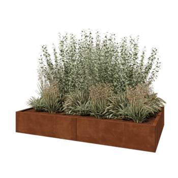 Jardinera XXL de acero corten - Rectángulo - 200 x 120 x 30 cm - Sin placa inferior