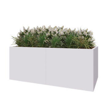 Jardinera XXL de acero - Rectángulo - 200 x 100 x 80 cm - RAL9010 mate (blanco) - Con placa inferior