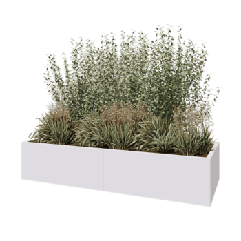 Jardinera XXL de acero - Rectángulo - 200 x 80 x 40 cm - RAL9010 mate (blanco) - Sin placa inferior