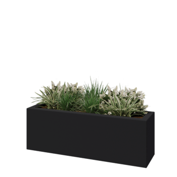 Jardinera de fibra de vidrio - Rectángulo - 120 x 30 x 40 cm - RAL7021 mate (gris negruzco) - Con fondo