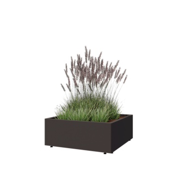 Jardinera de acero - Cuadrado - 80 x 80 x 30 cm - Otro color RAL - Con placa inferior - Con patas