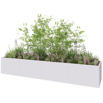 Jardinera XXL de acero - Rectángulo - 480 x 100 x 80 cm - RAL9010 mate (blanco) - Sin placa inferior