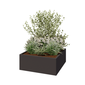 Jardinera de acero - Cuadrado - 100 x 100 x 40 cm - RAL7016 mate (gris antracita) - Sin placa inferior