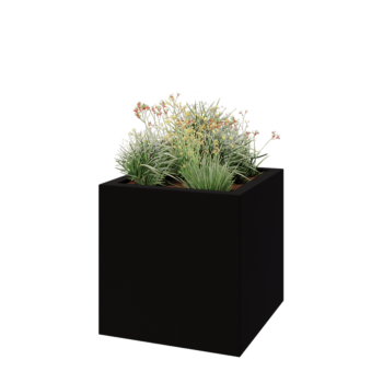 Jardinera de fibra de vidrio - Cuadrado - 100 x 100 x 100 cm - RAL9005 mate (negro) - Con fondo