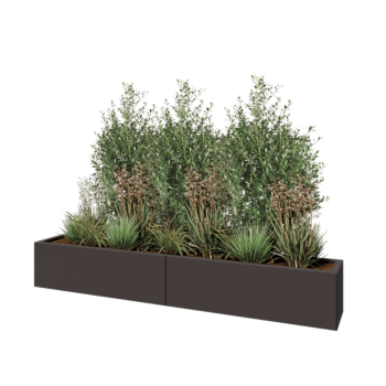 Jardinera XXL de acero - Rectángulo - 200 x 30 x 30 cm - RAL7016 mate (gris antracita) - Sin placa inferior