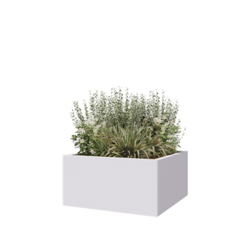 Jardinera de acero - Cuadrado - 80 x 80 x 40 cm - RAL9010 mate (blanco) - Con placa inferior