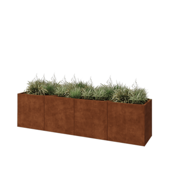 Jardinera XXL de acero corten - Rectángulo - 320 x 60 x 80 cm - Con placa inferior