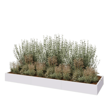 Jardinera XXL de acero - Rectángulo - 360 x 100 x 30 cm - RAL9010 mate (blanco) - Con placa inferior