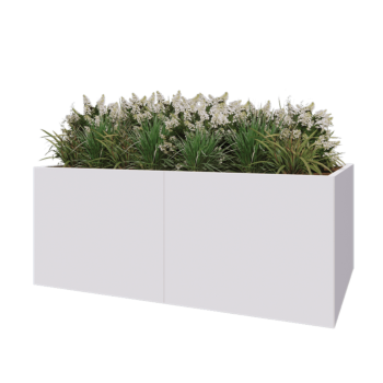 Jardinera XXL de acero - Rectángulo - 200 x 120 x 80 cm - RAL9010 mate (blanco) - Con placa inferior