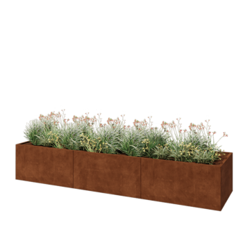 Jardinera XXL de acero corten - Rectángulo - 360 x 80 x 60 cm - Sin placa inferior