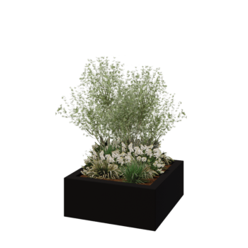 Jardinera de fibra de vidrio - Cuadrado - 100 x 100 x 40 cm - RAL9005 mate (negro) - Con fondo