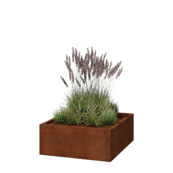 Jardinera de acero corten - Cuadrado - 100 x 100 x 40 cm - Soldado - Con placa inferior