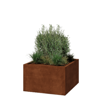 Jardinera de acero corten - Cuadrado - 100 x 100 x 60 cm - Soldado - Con placa inferior