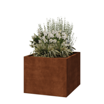 Jardinera de acero corten - Cuadrado - 100 x 100 x 80 cm - Soldado - Con placa inferior