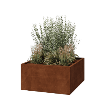 Jardinera de acero corten - Cuadrado - 120 x 120 x 60 cm - Soldado - Sin placa inferior
