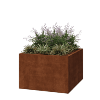 Jardinera de acero corten - Cuadrado - 120 x 120 x 80 cm - Soldado - Con placa inferior