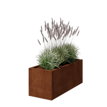 Jardinera de acero corten - Rectángulo - 120 x 50 x 50 cm - Soldado - Con placa inferior