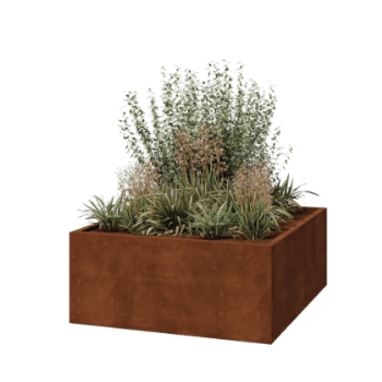Jardinera de acero corten - Cuadrado - 140 x 140 x 60 cm - Soldado - Sin placa inferior