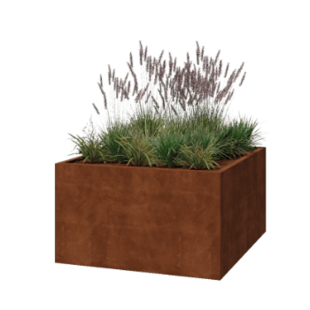 Jardinera de acero corten - Cuadrado - 140 x 140 x 80 cm - Soldado - Con placa inferior