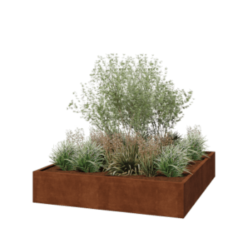 Jardinera de acero corten soldada Montana 200 x 200 x 40 cm