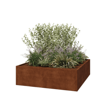 Jardinera de acero corten soldada Montana 200 x 200 x 60 cm