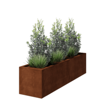 Jardinera de acero corten soldada Montana 200 x 50 x 50 cm