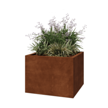 Jardinera de acero corten - Cuadrado - 80 x 80 x 60 cm - Soldado - Con placa inferior